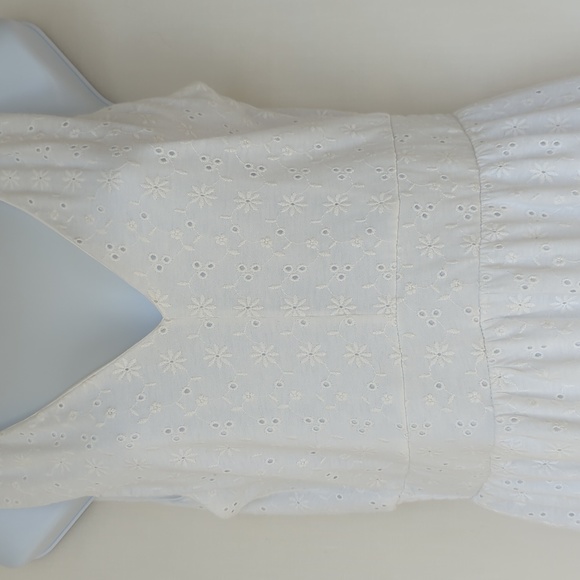 LOFT | White Eyelet Flounce Double V Dress, - Picture 9 of 15